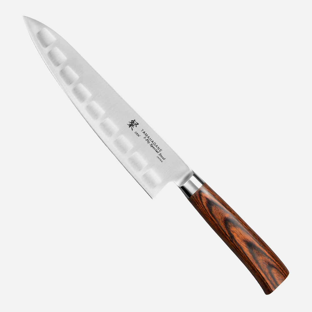Gyuto Żłobiony 21 cm Tamahagane San Brown VG-5
