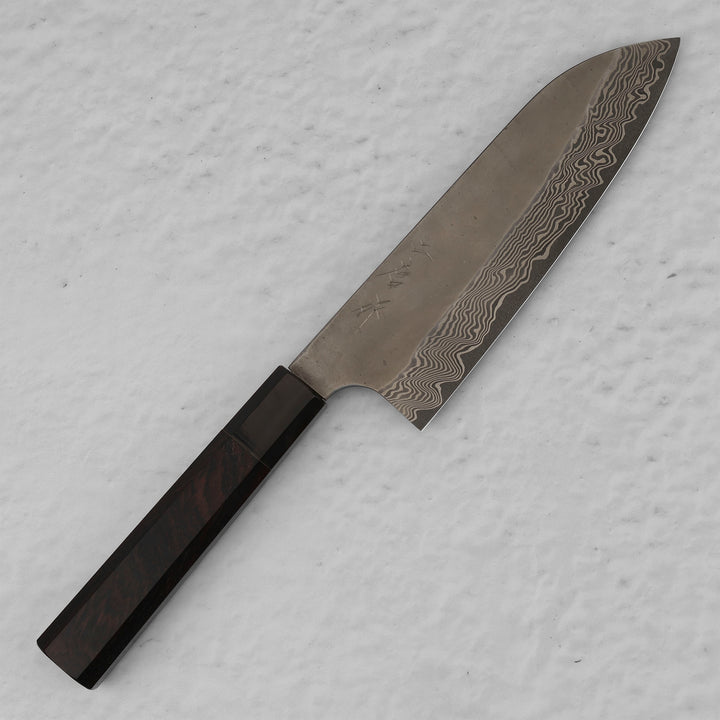 Santoku 18 cm Nigara Hamono Silver#3 Etching Damascus