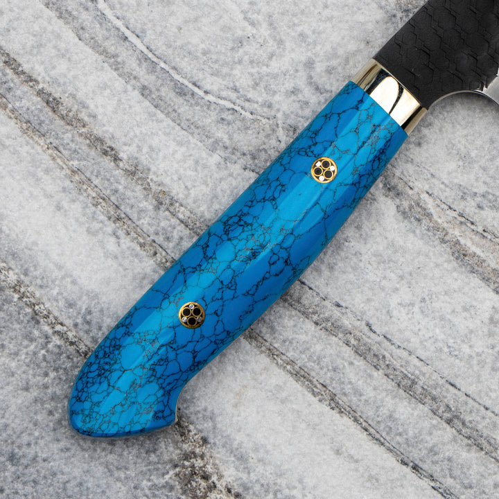 Gyuto 21 cm Nigara Hamono Kurouchi Blue Turquoise SG2