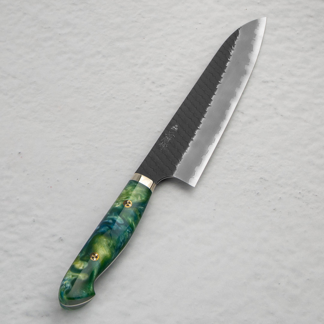 Gyuto 21 cm Nigara Hamono SG2 Green Kurouchi Limited