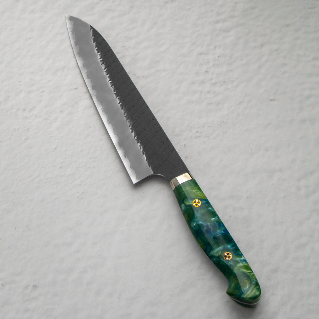 Gyuto 21 cm Nigara Hamono SG2 Green Kurouchi Limited