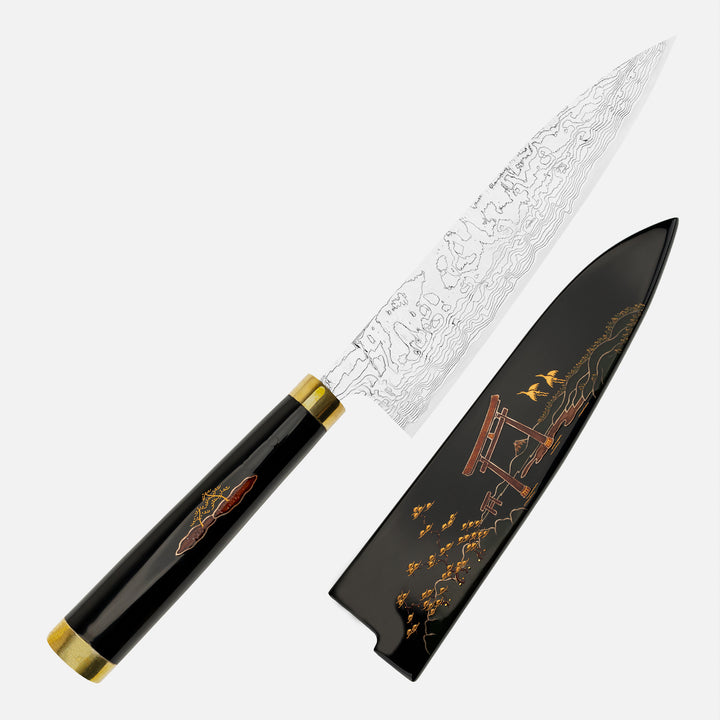 Gyuto 21 cm Takeshi Saji Art Fuji on Lake R-2 + Saya