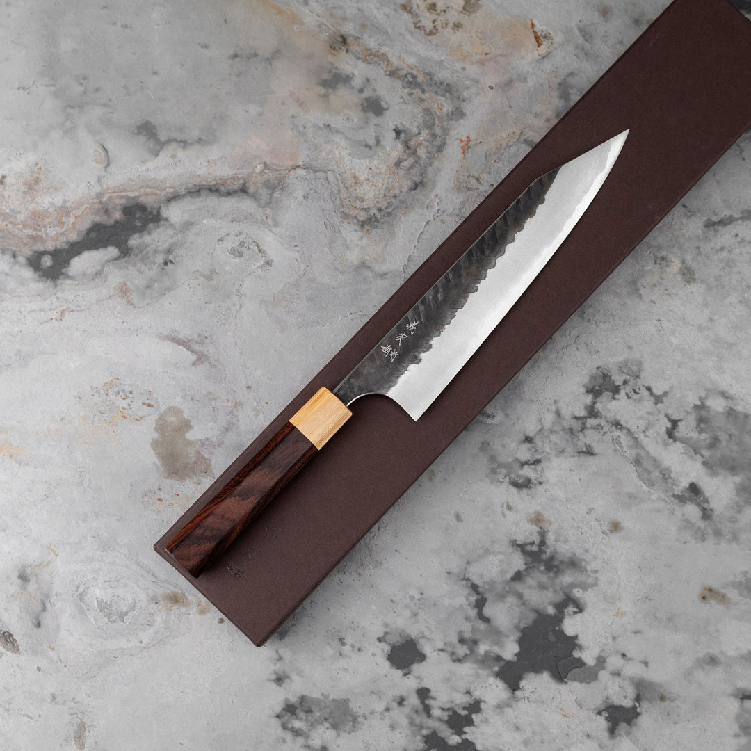 Kiritsuke Gyuto 21 cm Yoshimi Kato Kurouchi V-Tsuchime Aogami Super/SS