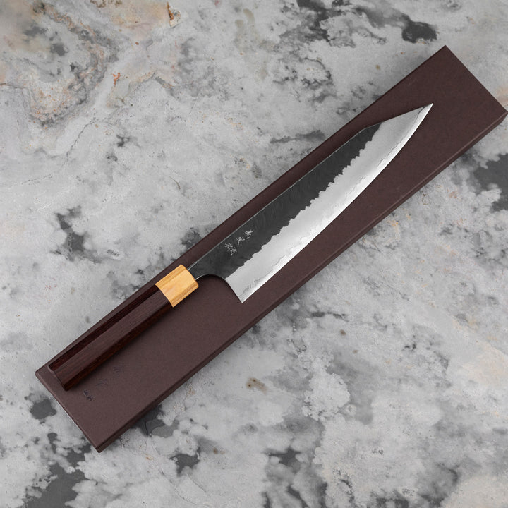 Kiritsuke Gyuto 24 cm Yoshimi Kato Kurouchi V-Tsuchime Aogami Super/SS