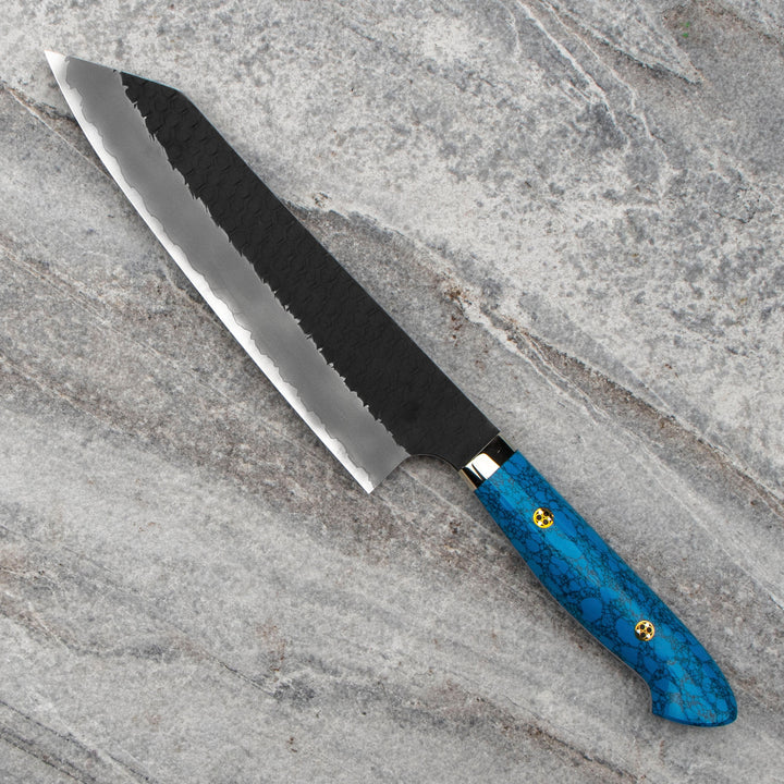 Kiritsuke Gyuto 21 cm Nigara Hamono Kurouchi Blue Turquoise SG2