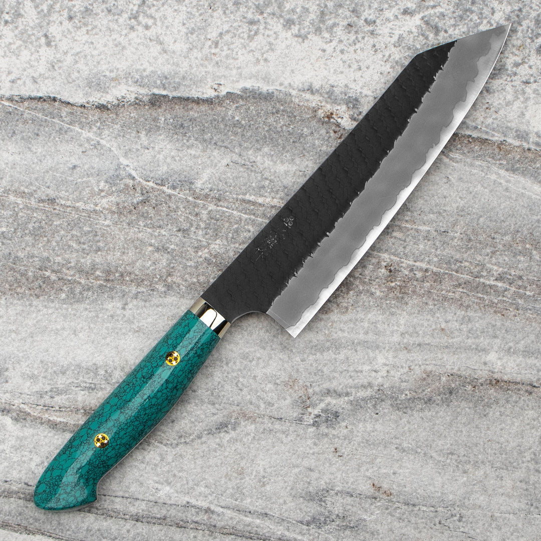 Kiritsuke Gyuto 21 cm Nigara Hamono Kurouchi Green Turquoise SG2