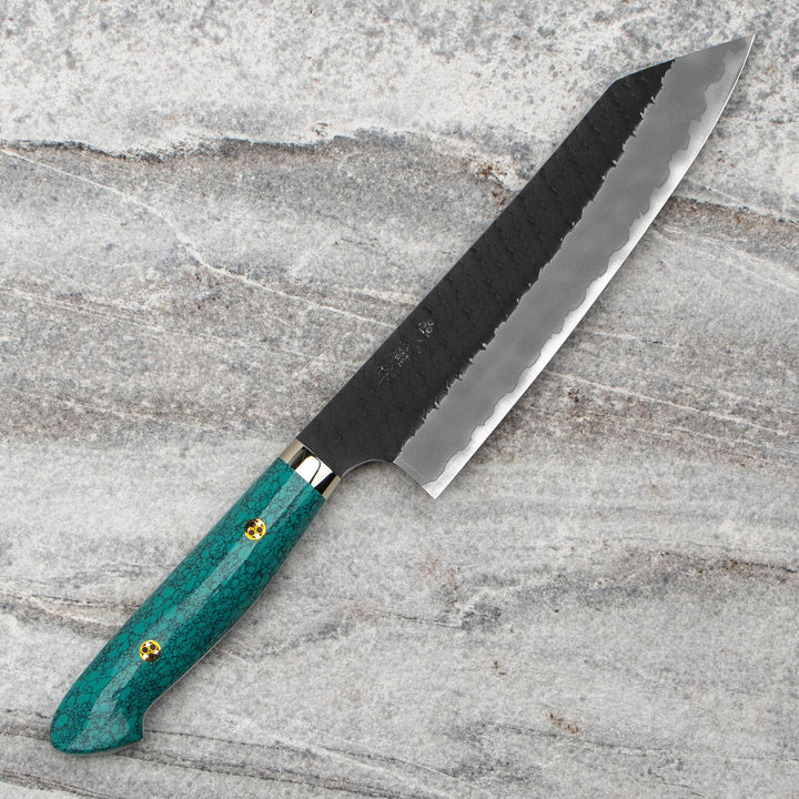 Kiritsuke Gyuto 21 cm Nigara Hamono Kurouchi Green Turquoise SG2