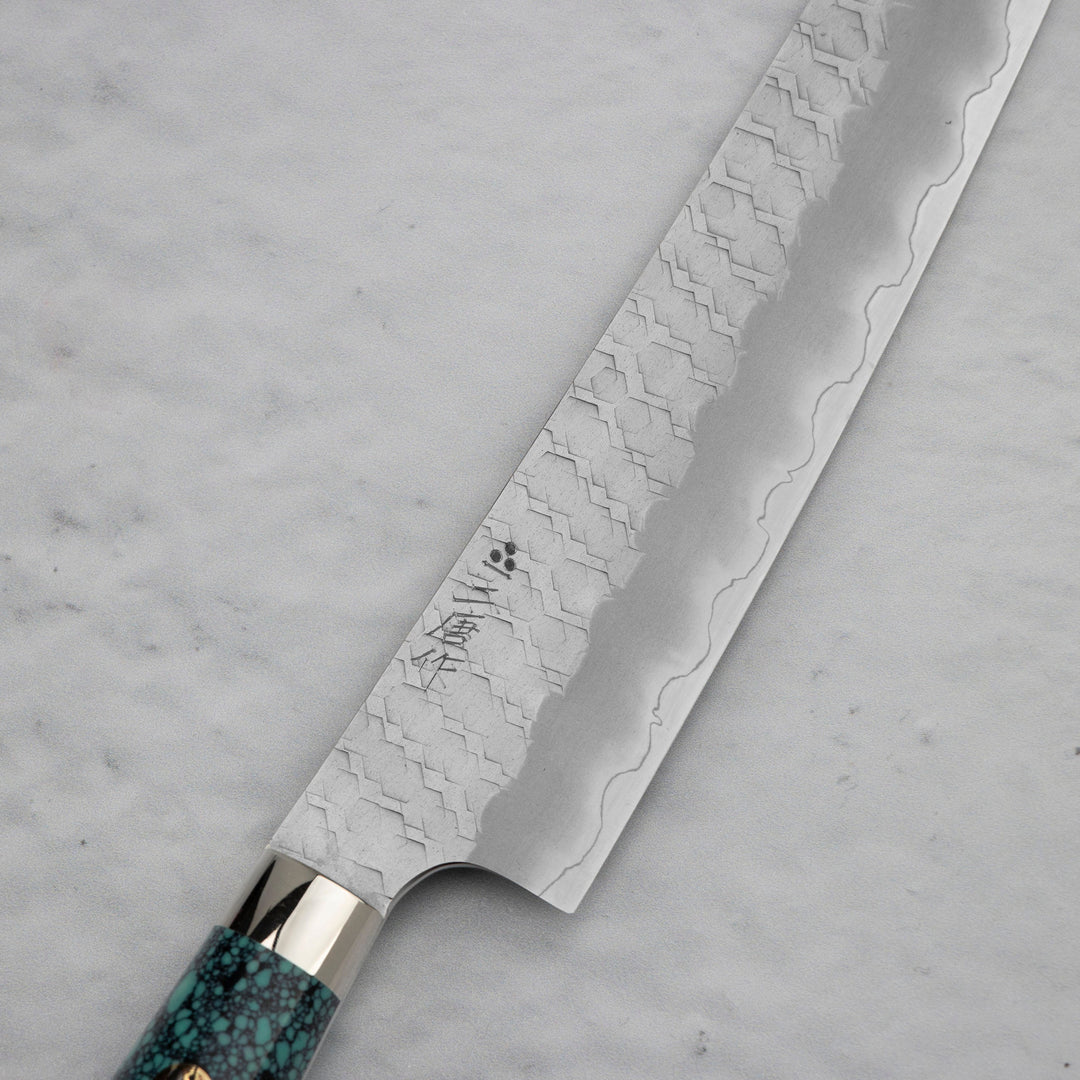 Kiritsuke Petty 15 cm Nigara Hamono SG2 Green Turquoise Limited