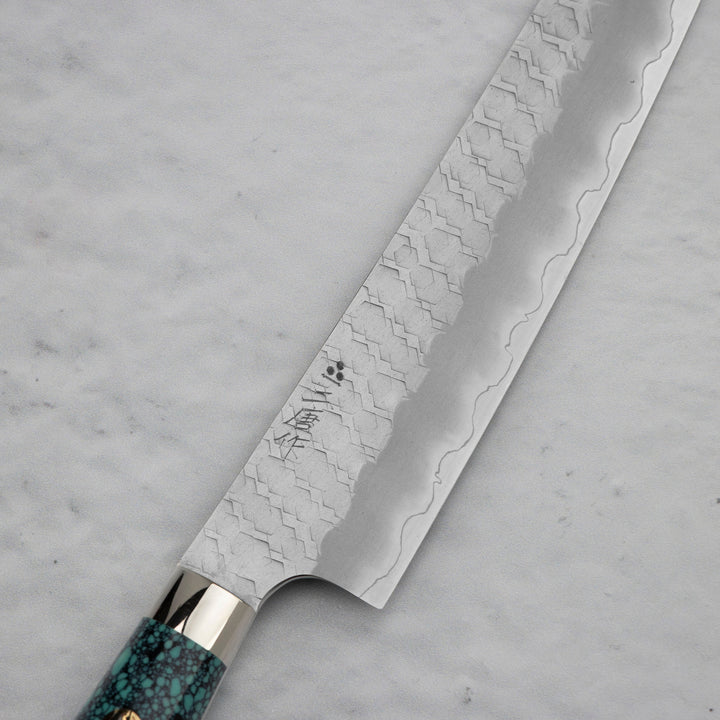 Kiritsuke Petty 15 cm Nigara Hamono SG2 Green Turquoise Limited