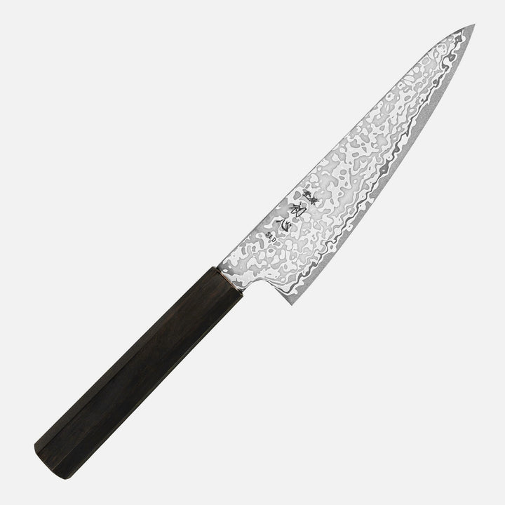 Ko-Santoku 15 cm Hatsukokoro Hikari Kurozame SLD Damascus