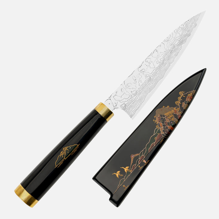 Petty 13 cm Takeshi Saji Art Fuji on Lake R-2 + Saya