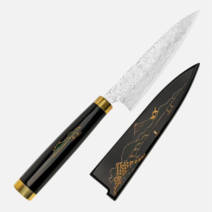 Petty 13 cm Takeshi Saji Art Fuji Unique R-2 + Saya