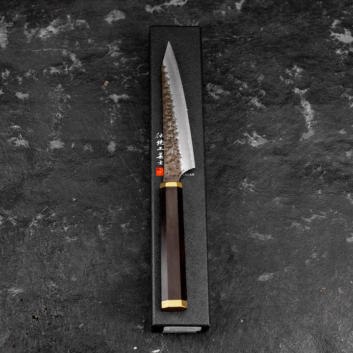 Petty 13 cm Yu Kurosaki Kokusen Brass Aogami Super/SS