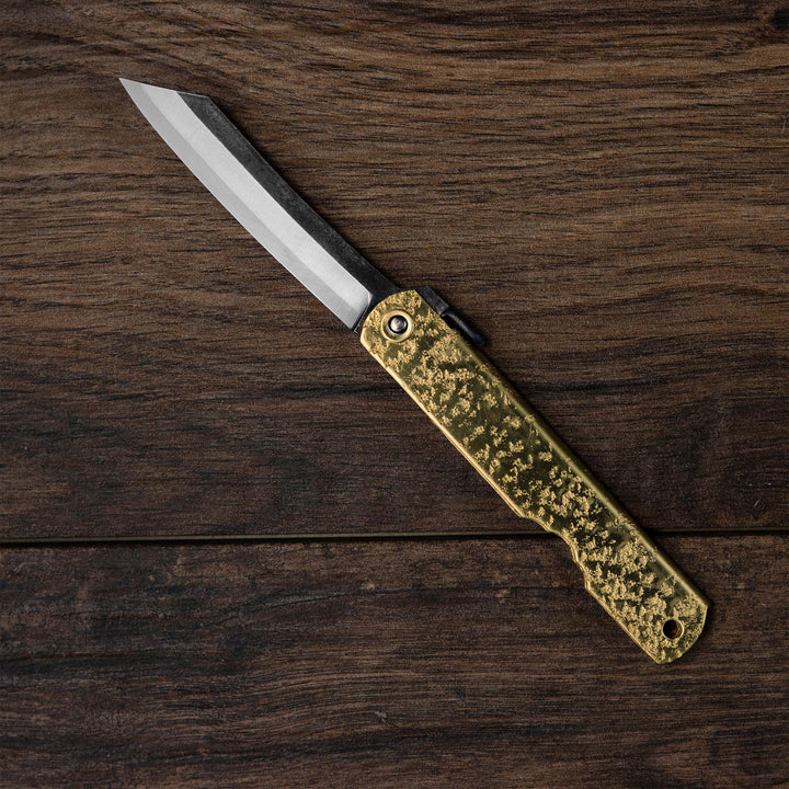 Pocket Knife Higonokami Kanekoma Kagayaki Brass 8 cm Aogami#2