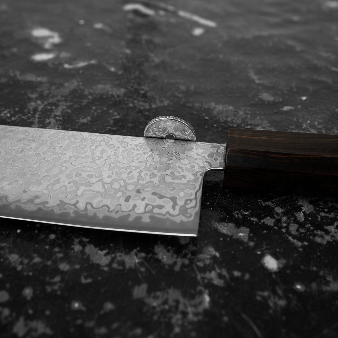 Nakiri 16 cm Hatsukokoro Hikari Kurozame SLD Damascus