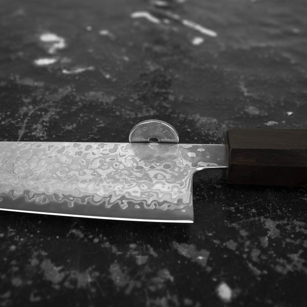 Gyuto 19,5 cm Hatsukokoro Hikari Kurozame SLD Damascus
