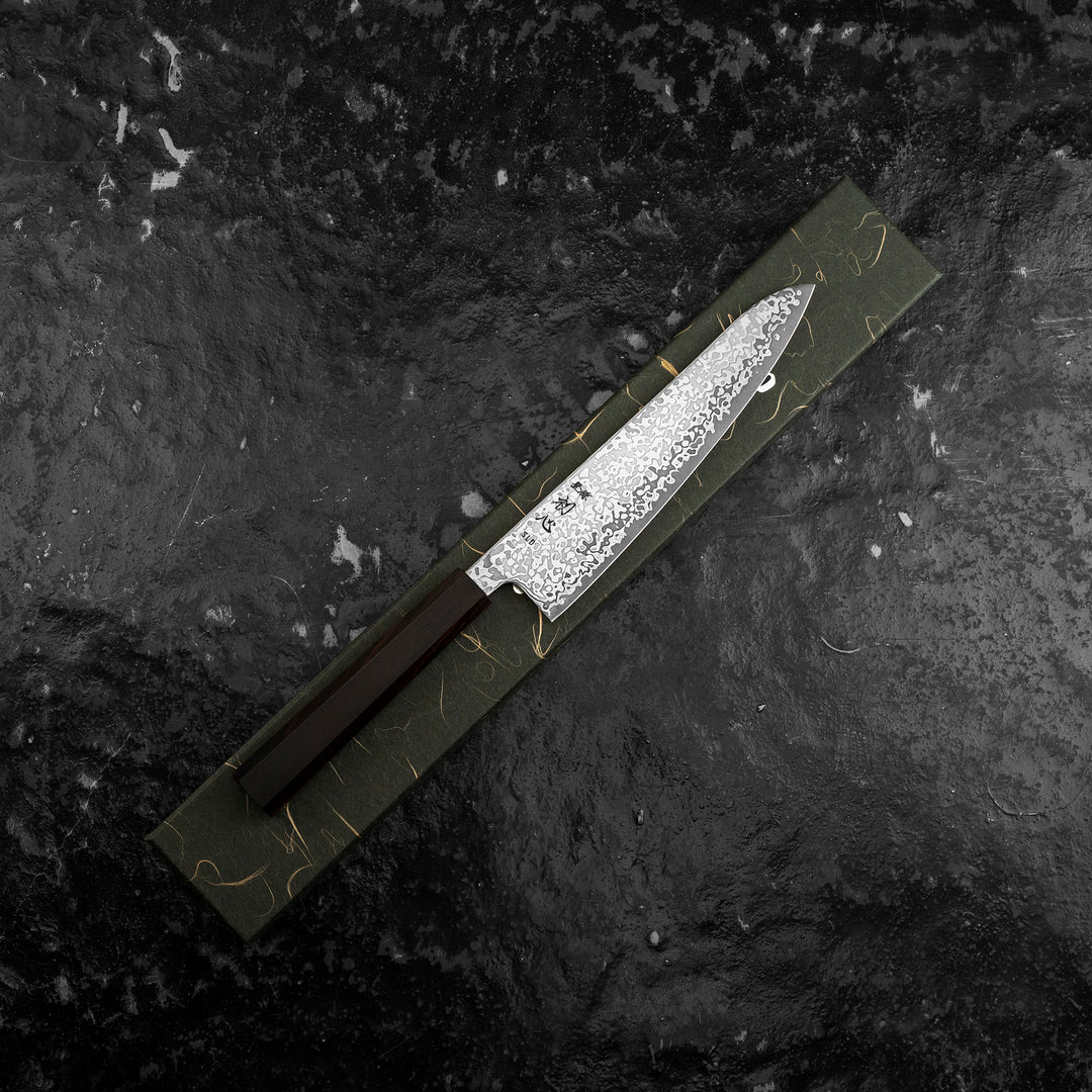 Gyuto 19,5 cm Hatsukokoro Hikari Kurozame SLD Damascus