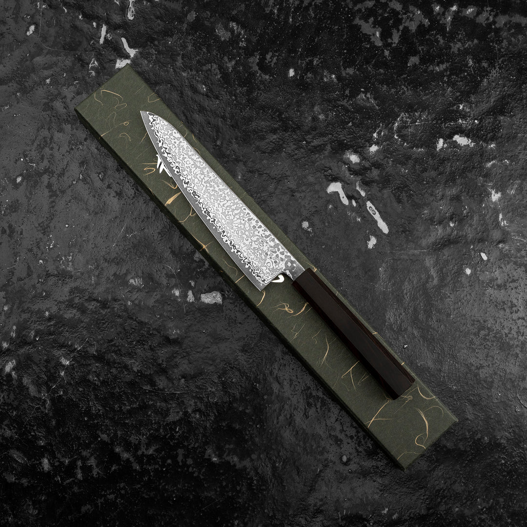 Gyuto 19,5 cm Hatsukokoro Hikari Kurozame SLD Damascus