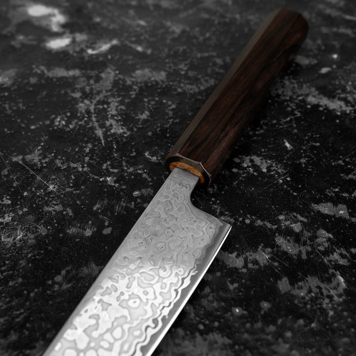 Petty 13 cm Hatsukokoro Hikari Kurozame SLD Damascus