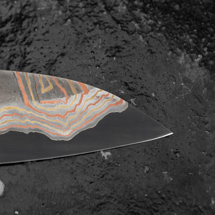 Gyuto 23 cm Hatsukokoro Irodori Aogami#2 Rainbow Damascus Kurozome