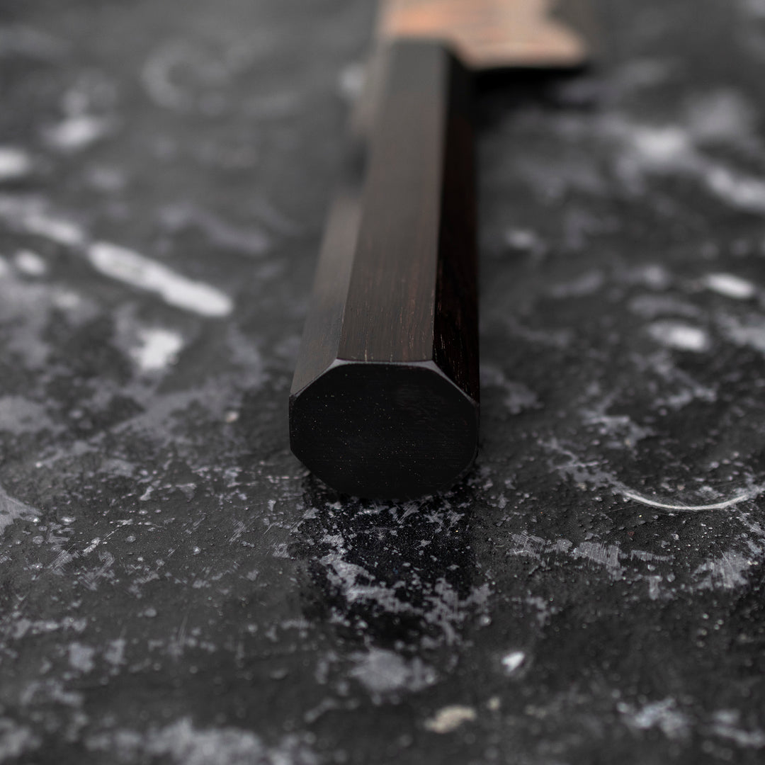 Gyuto 23 cm Hatsukokoro Irodori Aogami#2 Rainbow Damascus Kurozome