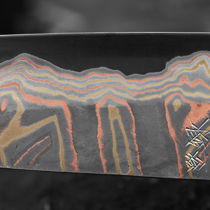 Gyuto 23 cm Hatsukokoro Irodori Aogami#2 Rainbow Damascus Kurozome