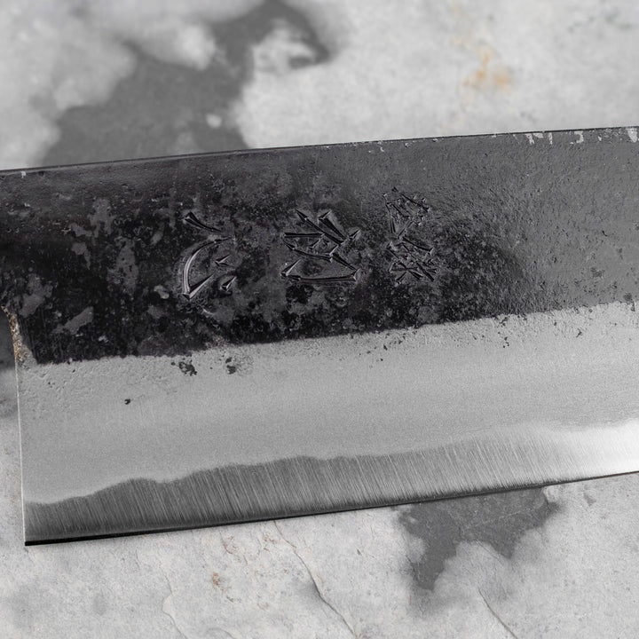 Santoku 16,5 cm Hatsukokoro Shioku Kurouchi Aogami#2/Iron