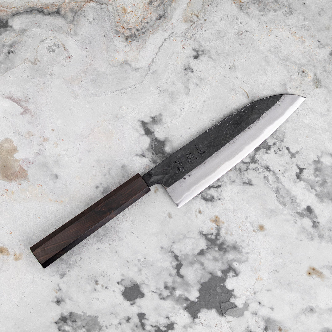 Santoku 16,5 cm Hatsukokoro Shioku Kurouchi Aogami#2/Iron