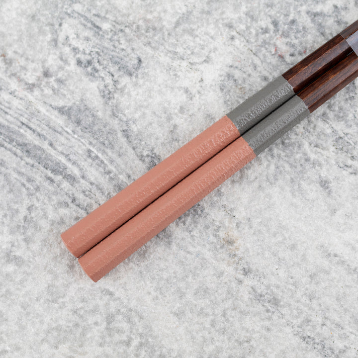 Japońskie Pałeczki do sushi Kawai - Hachikaku Nuriwake Bicolor Pink