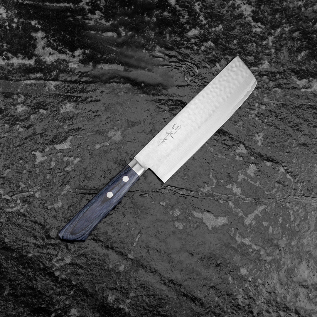 Nakiri 16,5 cm Kunio Masutani Hammered Blue VG-10 Damascus