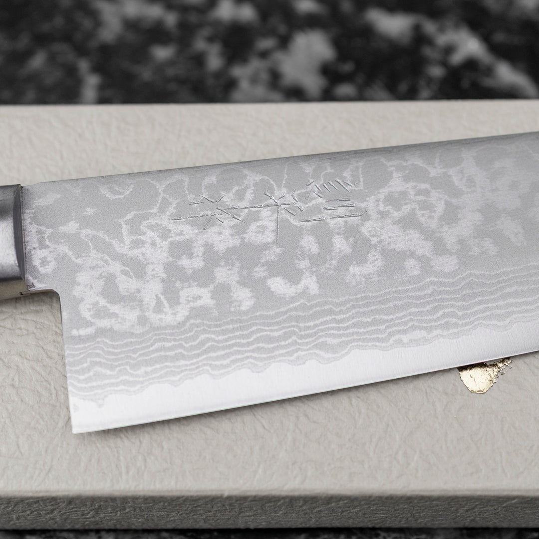 Santoku 17 cm Kunio Masutani Hammered Red VG-10 Damascus