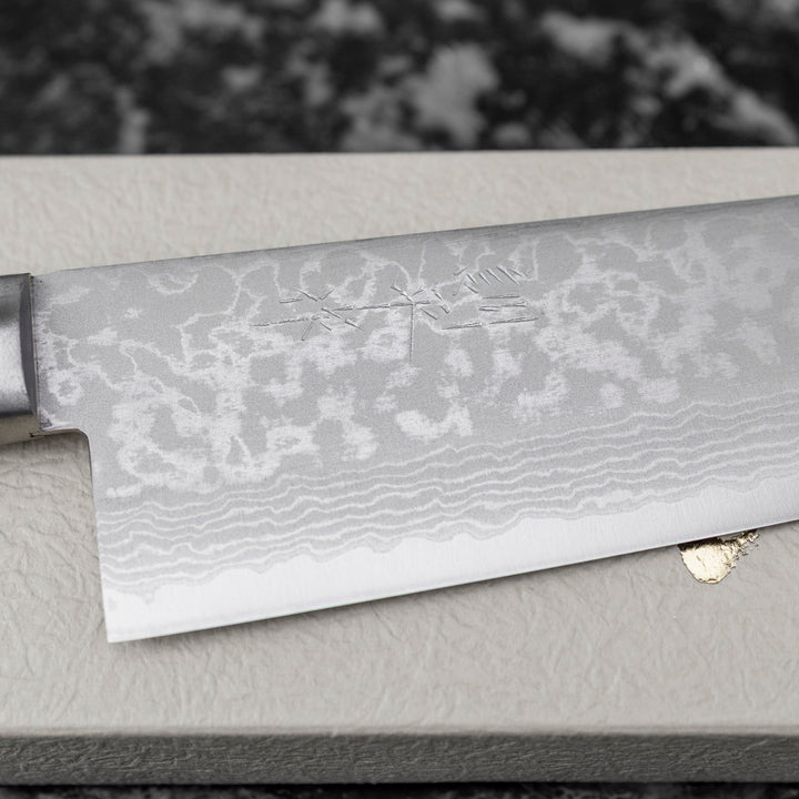 Santoku 17 cm Kunio Masutani Hammered Red VG-10 Damascus