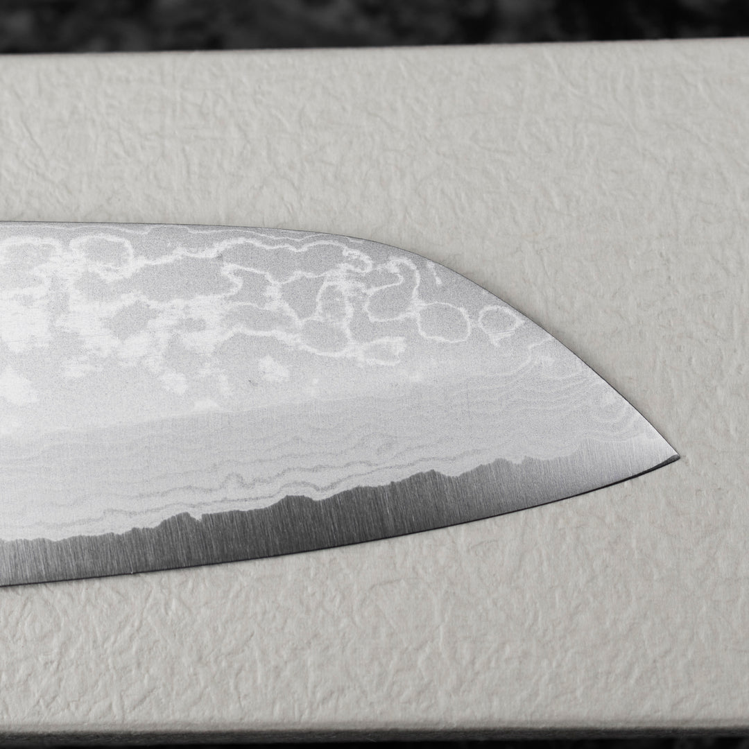 Santoku 17 cm Kunio Masutani Hammered Red VG-10 Damascus
