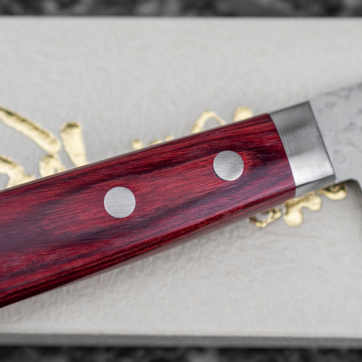 Santoku 17 cm Kunio Masutani Hammered Red VG-10 Damascus