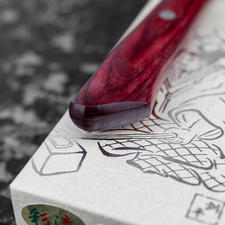 Santoku 17 cm Kunio Masutani Hammered Red VG-10 Damascus