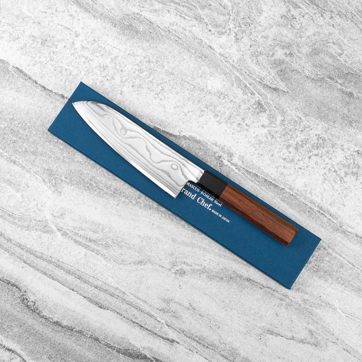 Santoku 18 cm Sakai Takayuki GrandChef Bohler N685 Damascus