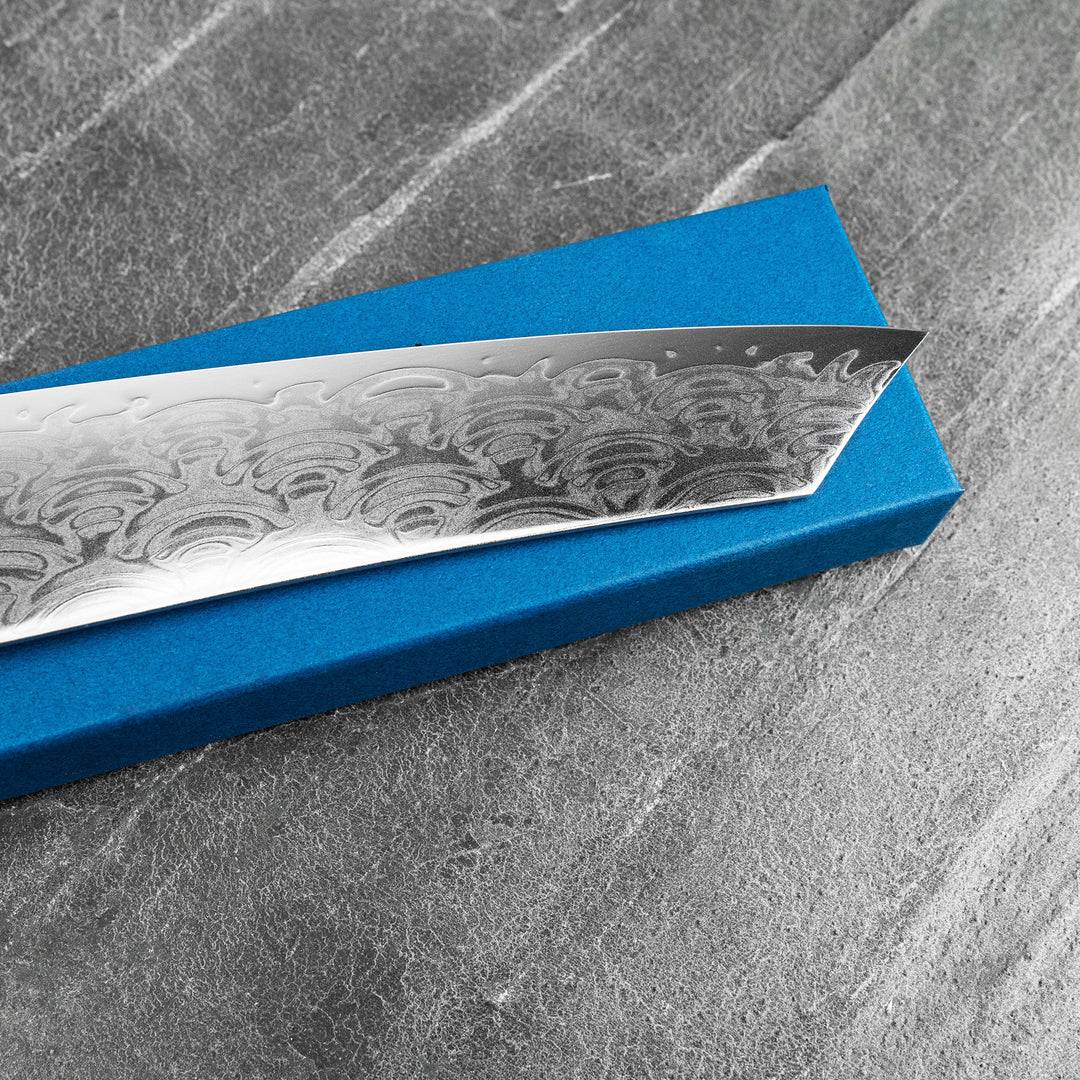 Kengata Santoku 16 cm Sakai Takayuki Seigaiha Bohler N685 Damascus