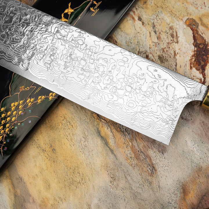 Nakiri 17 cm Takeshi Saji Art Fuji Unique R-2 + Saya