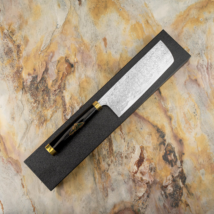 Nakiri 17 cm Takeshi Saji Art Fuji Unique R-2 + Saya