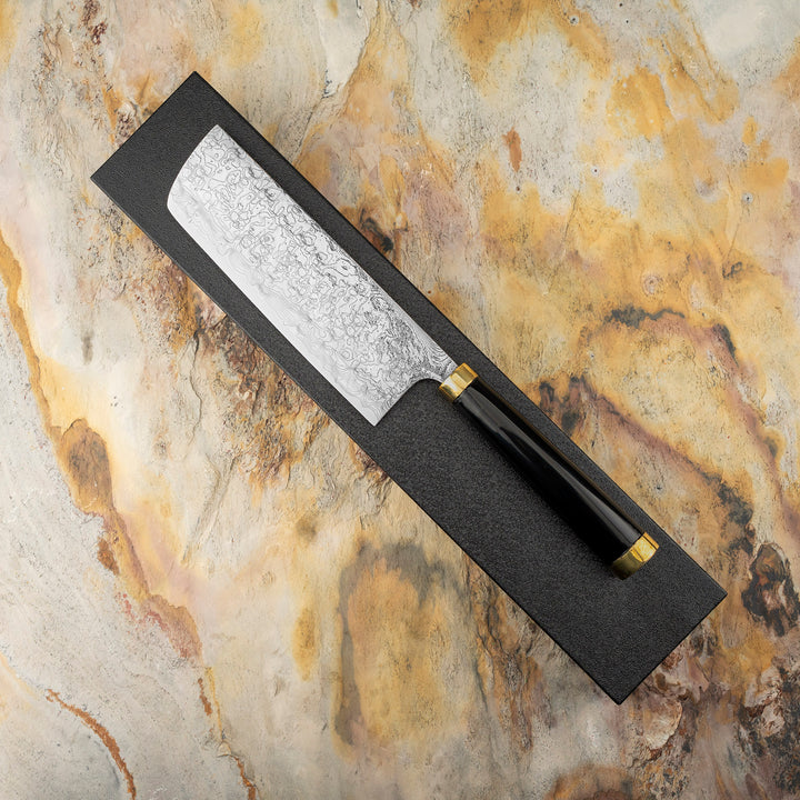 Nakiri 17 cm Takeshi Saji Art Fuji Unique R-2 + Saya