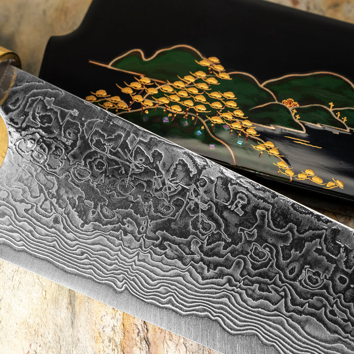 Santoku 18 cm Takeshi Saji Art Fuji Unique R-2 + Saya