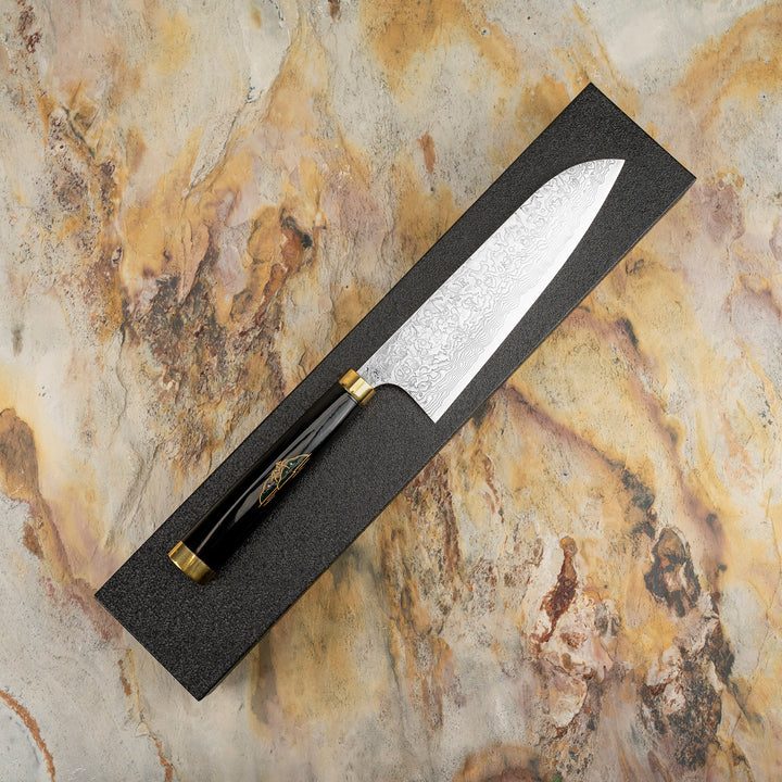 Santoku 18 cm Takeshi Saji Art Fuji Unique R-2 + Saya