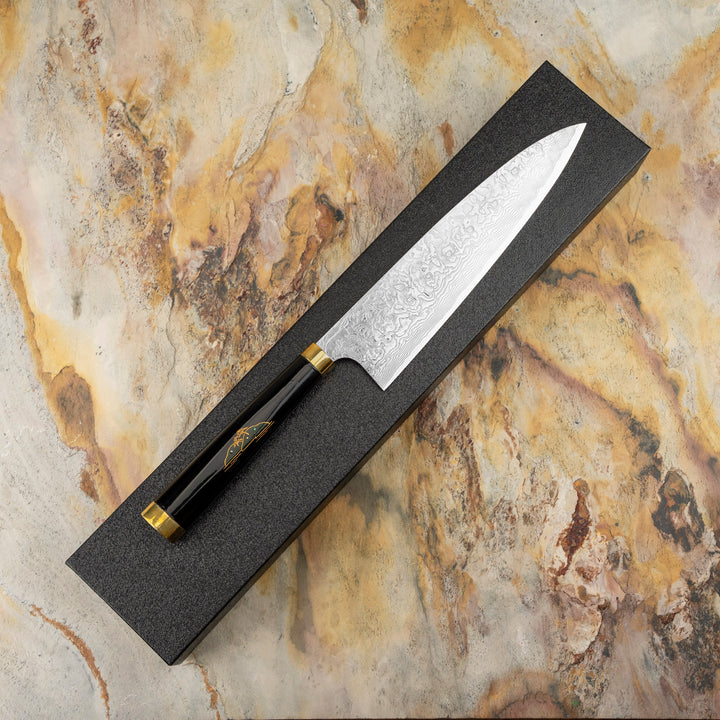 Gyuto 21 cm Takeshi Saji Art Fuji Unique R-2 + Saya