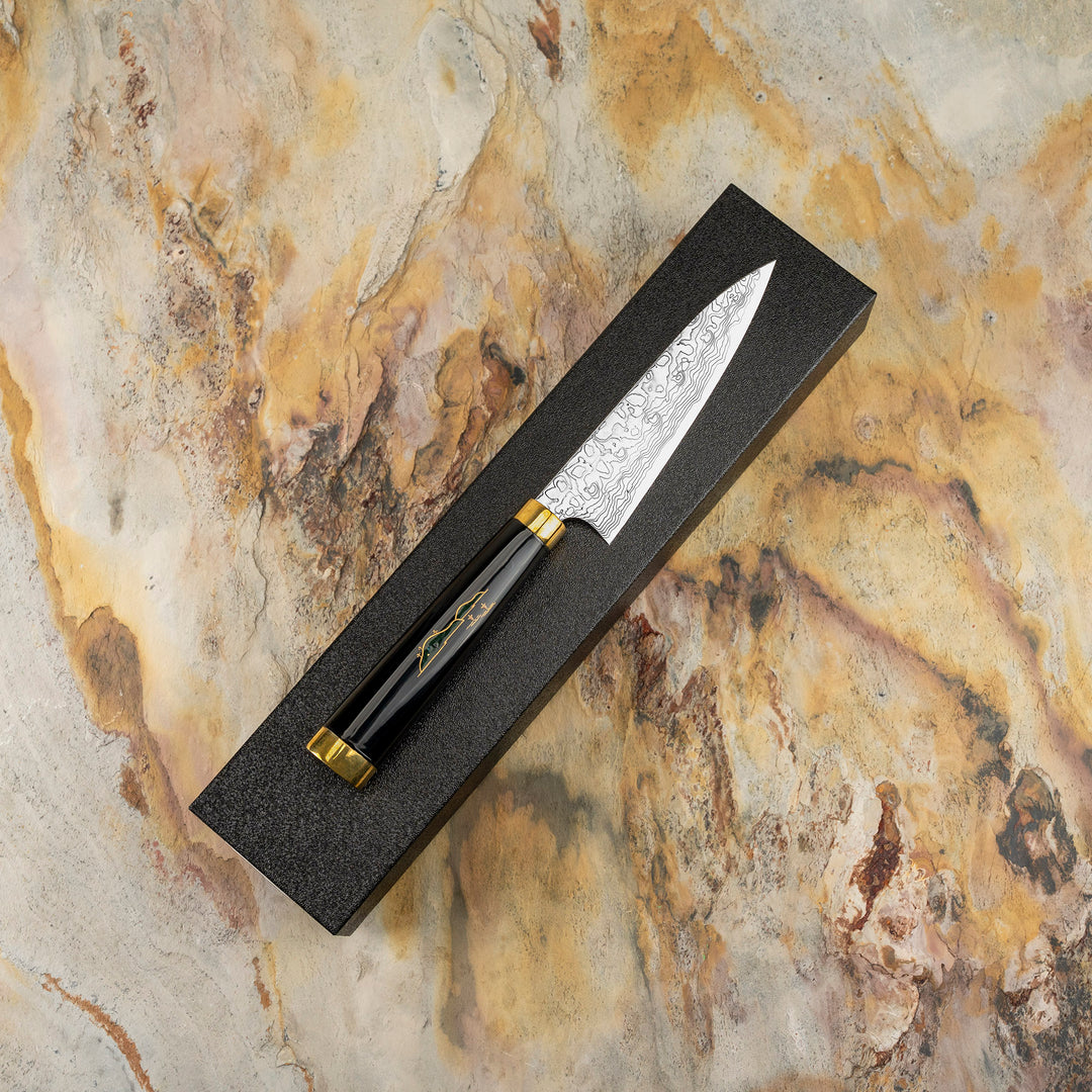 Petty 13 cm Takeshi Saji Art Fuji Unique R-2 + Saya