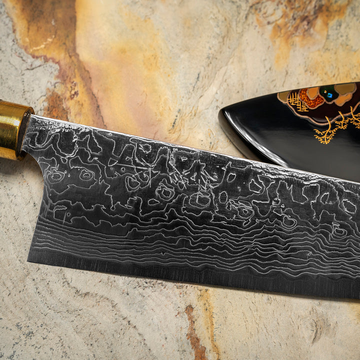 Santoku 18 cm Takeshi Saji Art Fuji on Lake R-2 + Saya