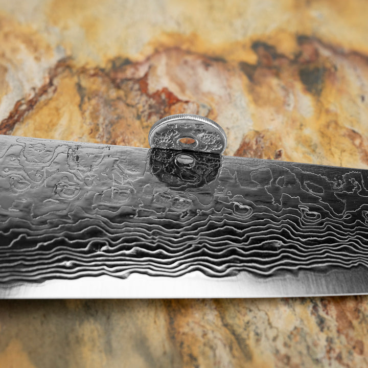Santoku 18 cm Takeshi Saji Art Fuji on Lake R-2 + Saya