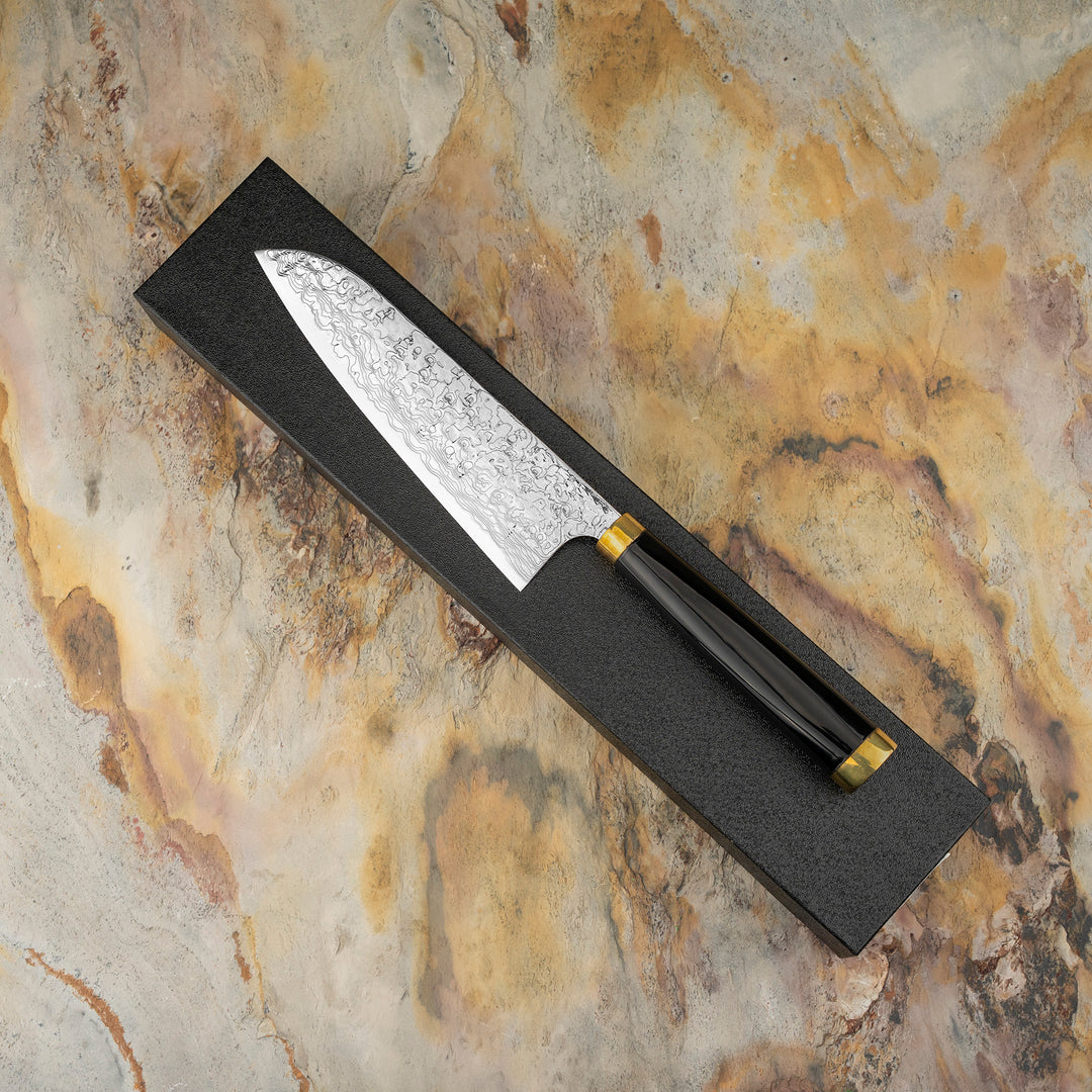 Santoku 18 cm Takeshi Saji Art Fuji on Lake R-2 + Saya