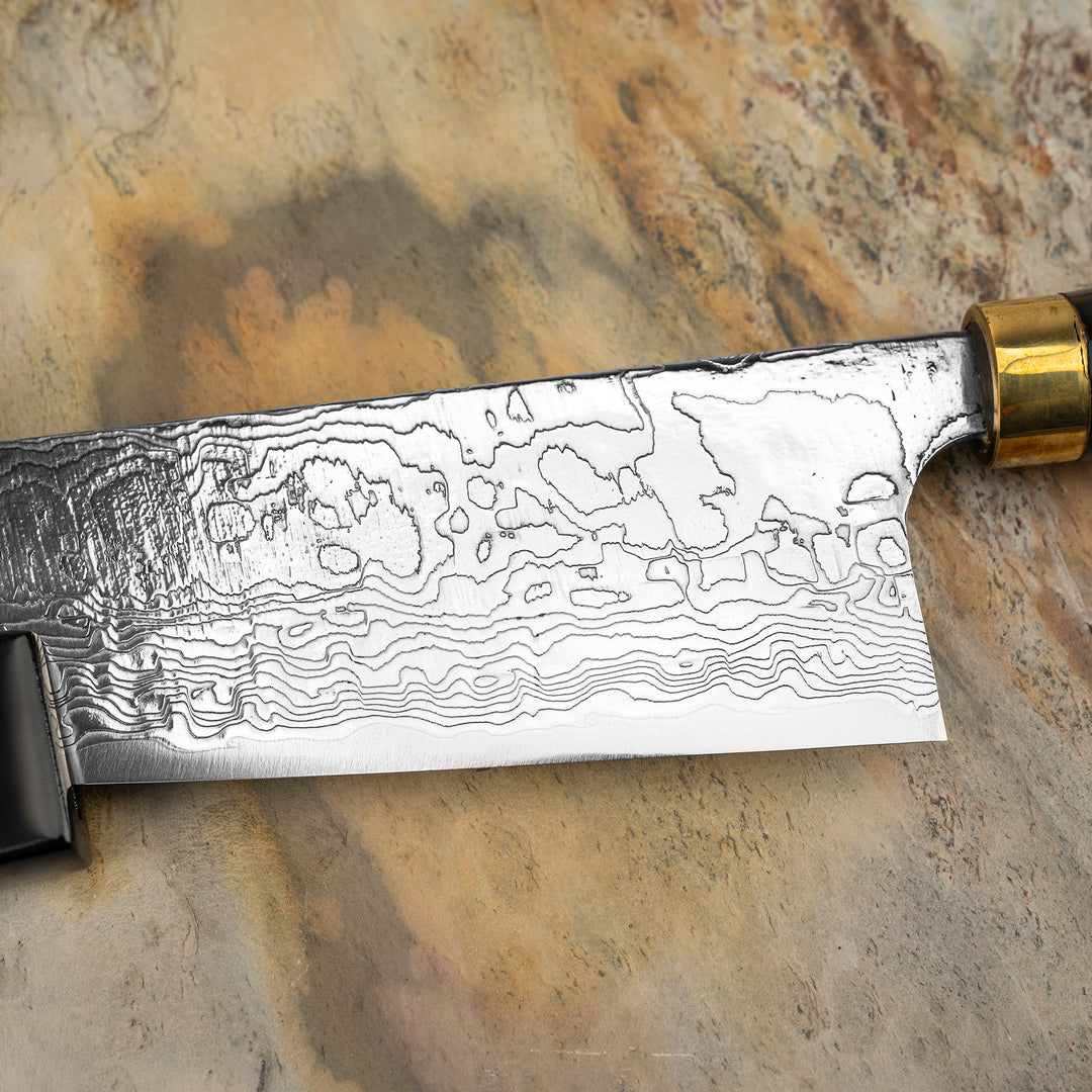 Gyuto 21 cm Takeshi Saji Art Fuji on Lake R-2 + Saya