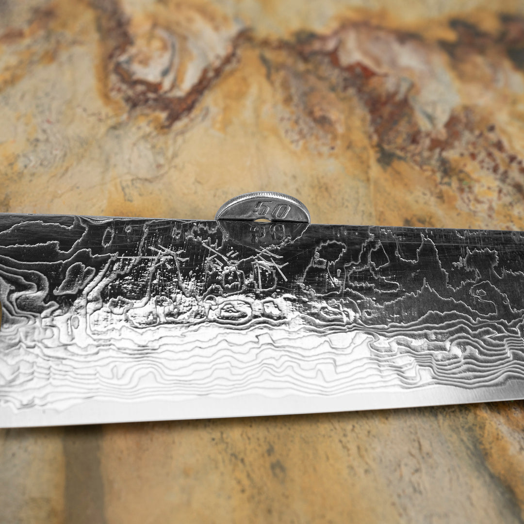 Gyuto 21 cm Takeshi Saji Art Fuji on Lake R-2 + Saya