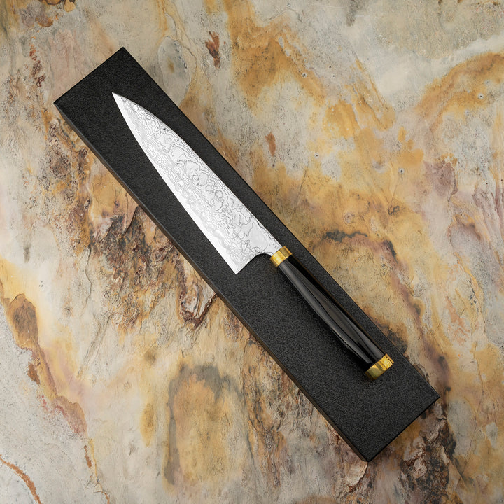 Gyuto 21 cm Takeshi Saji Art Fuji on Lake R-2 + Saya